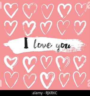 Vektor grunge Herz, Valentinstag, Abbildung: Vintage Design Element. Liebe Postkarte. Stock Vektor