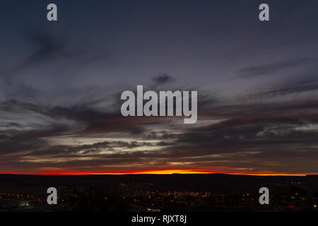 Sonnenuntergang über Mesquite, Nevada vom Holiday Inn Express & Suites, Mesquite, Nevada, United States. Stockfoto