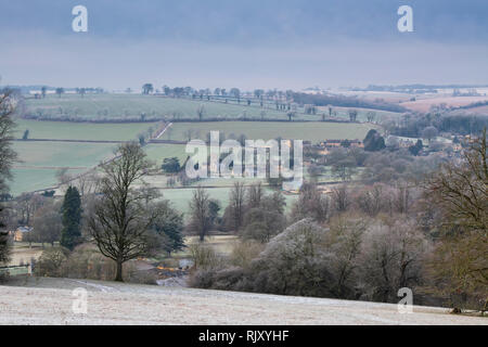 Guiting Macht im Winter Frost. Cotswolds, Gloucestershire, England Stockfoto