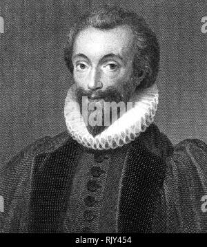 JOHN DONNE (1572-1631), englischer Dichter, Rechtsanwalt und Priester auf einem 1622 Malerei basiert Stockfoto