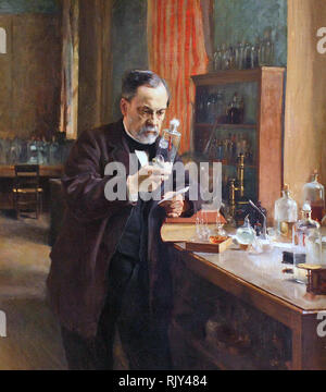 LOUIS PASTEUR (1822-1895) französische Biologe und Chemiker im Labor von Alfred Edelfelt 1885 lackiert Stockfoto