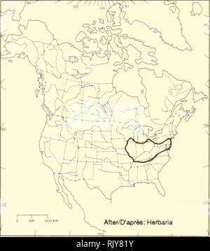 . Atlas der seltenen Pflanzen von Ontario. Seltene Pflanzen, Botanik. Lebensraum: Kalkstein und Serpentine Aufschlüsse. STATUS: Selten in Kanada. Bedrohten in Pennsylvania und Tennessee; selten in lowa. Hinweise: Cerastium velutinum ist am besten behandelt, als eine Spezies, die sich grundlegend von C. arvense, denn es hat doppelt so viele Chromosomen, ist morphologisch unterscheidbar, und ist genetisch isoliert. Es wird gegenwärtig in den Vereinigten Staaten fuer bedrohten oder gefährdeten Status (U.S. Fisch & Amp; Wildlife Service 1985). Es ist sehr Lokal in jenen Staaten, in denen es vorkommt. Lebensraum: Serpentine. Affleurements Stockfoto