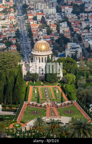 Bahai Gärten und Tempel an den Hängen des Berges Karmel in Haifa, Israel Stockfoto