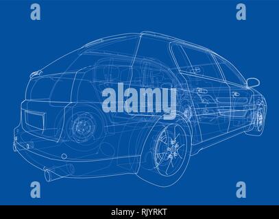 Concept Car. Vektor Rendering von 3d Stock Vektor