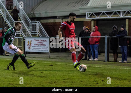Llanelli, UK. 08 Feb, 2019. Llanelli Stadt host Aberystwyth Stadt Stebonheath Park in der Welsh Premier League. Quelle: Lewis Mitchell/Alamy leben Nachrichten Stockfoto