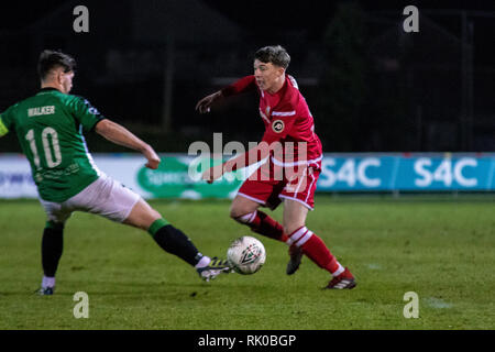 Llanelli, UK. 08 Feb, 2019. Llanelli Stadt host Aberystwyth Stadt Stebonheath Park in der Welsh Premier League. Quelle: Lewis Mitchell/Alamy leben Nachrichten Stockfoto
