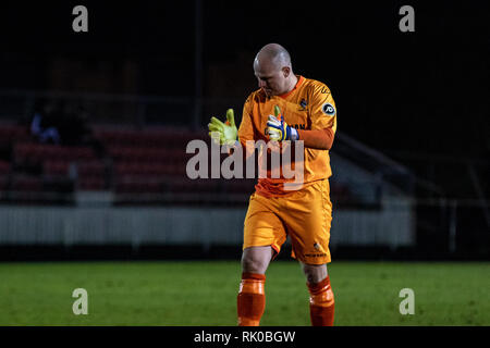 Llanelli, UK. 08 Feb, 2019. Llanelli Stadt host Aberystwyth Stadt Stebonheath Park in der Welsh Premier League. Quelle: Lewis Mitchell/Alamy leben Nachrichten Stockfoto