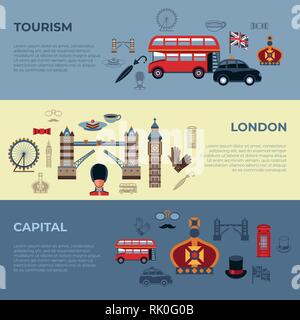 Digitale vektor London einfache Symbole, flacher Stil Infografiken Stock Vektor