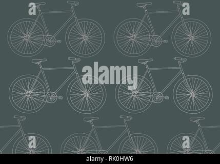 Hand gezeichnet Hipster bike Vector pattern Abbildung in grauen Farben Palette Stock Vektor