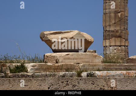 Attika Griechenland Kap Sounion Ruinen bei Tempel des Poseidon Stockfoto