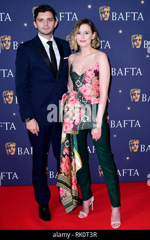 Michael Fuchs und Laura Carmichael die Teilnahme an der 2019 BAFTA Film Gala, im Savoy Hotel in London statt. Stockfoto
