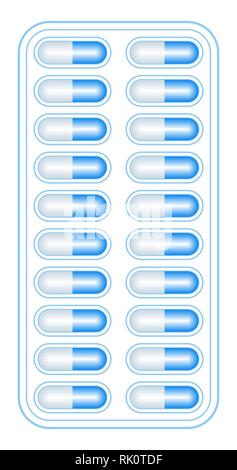 Abbildung: Die blauen Tabletten im Blister Stock Vektor