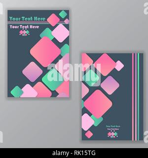 Kreative abstrakt Vektor mit rhombus Abdeckung für Web und Print, Rosa, Türkis und lila Farben auf Weiß und Dunkelgrau, Retro 80s Style Stock Vektor