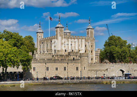 LONDON, Großbritannien - 9 September, 2018: Traitors Gate - das historische Tor, durch das der Häftlinge in das Schloss gebracht wurden Stockfoto