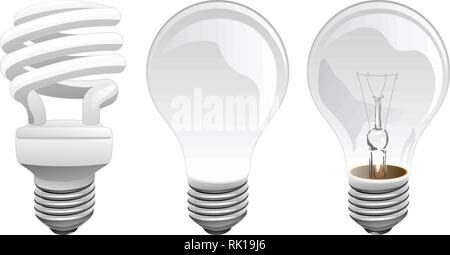 LED und Glühlampen Vector Illustration Stock Vektor