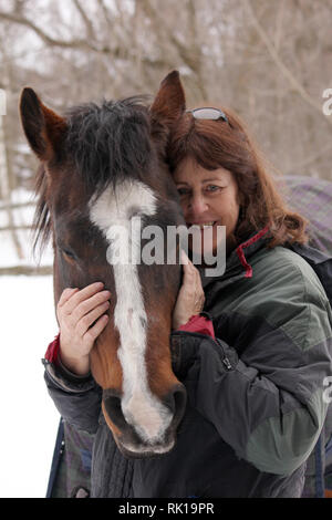 Winterpferdehaltung Stockfoto