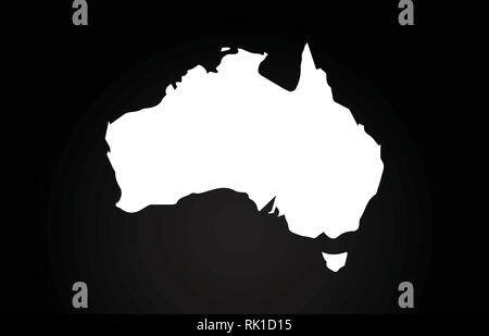 Australien schwarz und weiß Land grenze Karte Logo Design. Schwarzer Hintergrund Stock Vektor