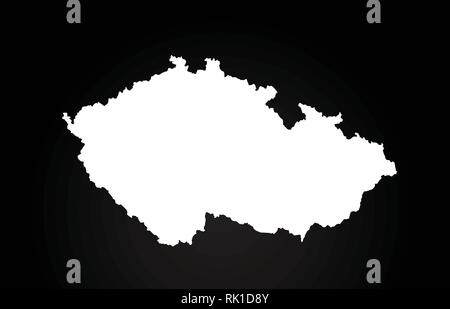 Tschechische Republik schwarz und weiß Land grenze Karte Logo Design. Schwarzer Hintergrund Stock Vektor