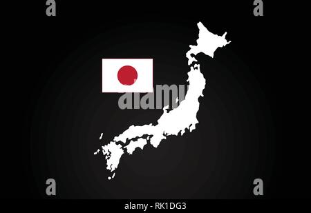 Japan schwarz und weiß Land grenze Karte Logo Design. Schwarzer Hintergrund Stock Vektor