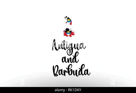 Antigua und Barbuda Land großen Text mit Fahne im Inneren Karte geeignet für ein Logo Icon Design Stock Vektor