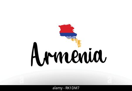 Armenien Land großen Text mit Fahne im Inneren Karte geeignet für ein Logo Icon Design Stock Vektor