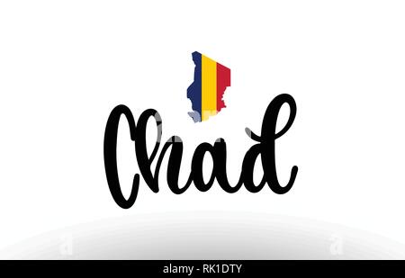 Tschad Land großen Text mit Fahne im Inneren Karte geeignet für ein Logo Icon Design Stock Vektor