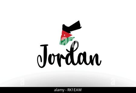 Jordanien Land großen Text mit Fahne im Inneren Karte geeignet für ein Logo Icon Design Stock Vektor