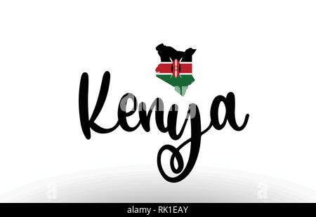 Kenia Land großen Text mit Fahne im Inneren Karte geeignet für ein Logo Icon Design Stock Vektor