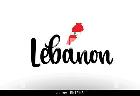 Libanon Land großen Text mit Fahne im Inneren Karte geeignet für ein Logo Icon Design Stock Vektor