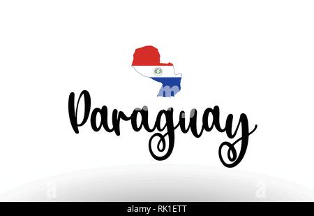 Paraguay Land großen Text mit Fahne im Inneren Karte geeignet für ein Logo Icon Design Stock Vektor