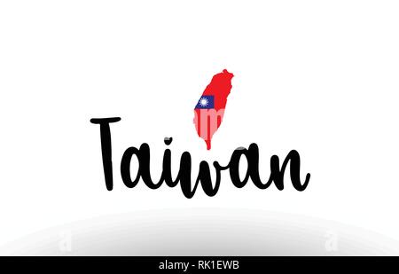 Taiwan Land großen Text mit Fahne im Inneren Karte geeignet für ein Logo Icon Design Stock Vektor