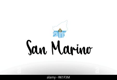 San Marino Land großen Text mit Fahne im Inneren Karte geeignet für ein Logo Icon Design Stock Vektor