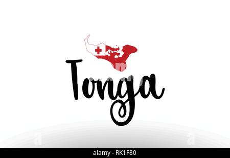 Tonga Land großen Text mit Fahne im Inneren Karte geeignet für ein Logo Icon Design Stock Vektor