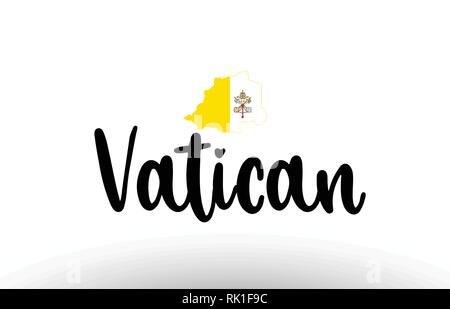Vatikan Land großen Text mit Fahne im Inneren Karte geeignet für ein Logo Icon Design Stock Vektor