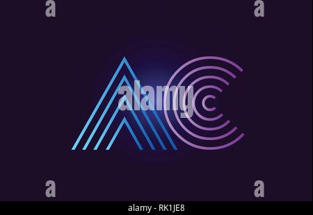 Ac a c Line blau pink Design von Buchstaben Kombination mit Farbverlauf Farbe, das als Logo taugt, für ein Unternehmen oder ein Geschäft Stock Vektor