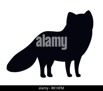 Schwarze Silhouette. Cute Arctic Fox. Cartoon Tier flache Bauform. Vector Illustration auf weißem Hintergrund. Polar white Fox. Stock Vektor