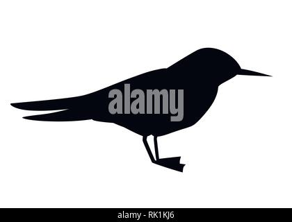 Schwarze Silhouette. Flying weißen Vogel. Küstenseeschwalbe. Sterna hirundo. Arktische Tier, Cartoon flache Bauform. Vector Illustration auf weißem Hintergrund Stock Vektor