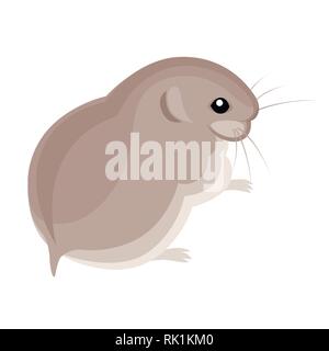 Polar Lemming mit grauem Fell. Arktische Tier, Cartoon flache Bauform. Vector Illustration auf weißem Hintergrund. Stock Vektor