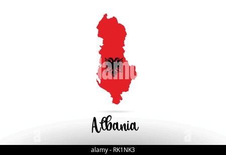 Albanien Landesflagge im Land grenze Map Design Geeignet für ein Logo Icon Design Stock Vektor