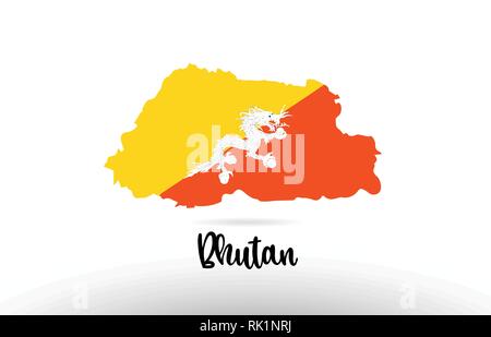 Bhutan land Flagge im Land grenze Map Design Geeignet für ein Logo Icon Design Stock Vektor