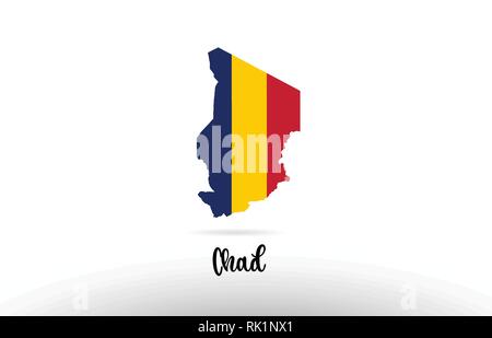 Tschad land Flagge im Land grenze Map Design Geeignet für ein Logo Icon Design Stock Vektor