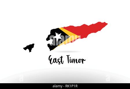 Osttimor land Flagge im Land grenze Map Design Geeignet für ein Logo Icon Design Stock Vektor