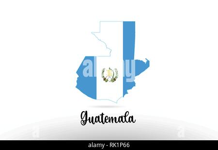 Guatemala land Flagge im Land grenze Map Design Geeignet für ein Logo Icon Design Stock Vektor