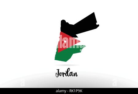 Jordanien Land Flagge im Land grenze Map Design Geeignet für ein Logo Icon Design Stock Vektor