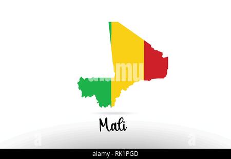 Mali land Flagge im Land grenze Map Design Geeignet für ein Logo Icon Design Stock Vektor