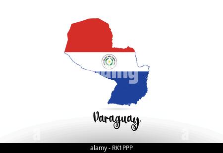 Paraguay land Flagge im Land grenze Map Design Geeignet für ein Logo Icon Design Stock Vektor