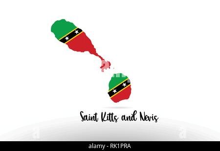 Saint Kitts und Nevis land Flagge im Land grenze Map Design Geeignet für ein Logo Icon Design Stock Vektor
