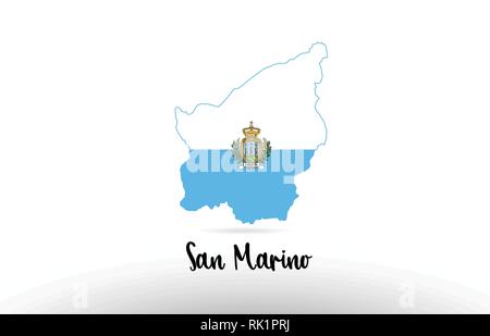 San Marino land Flagge im Land grenze Map Design Geeignet für ein Logo Icon Design Stock Vektor