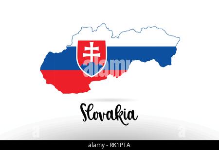 Slowakei Landesflagge im Land grenze Map Design Geeignet für ein Logo Icon Design Stock Vektor