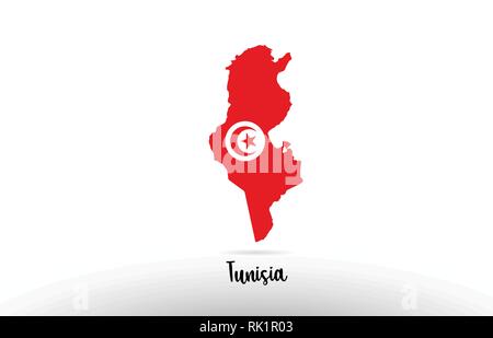 Tunesien land Flagge im Land grenze Map Design Geeignet für ein Logo Icon Design Stock Vektor